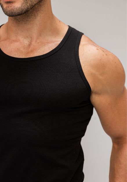 Sleeveless Undershirt, Black For men-Black-S