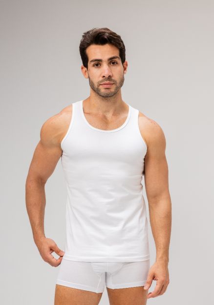 Sleeveless Undershirt, White For men-White-S