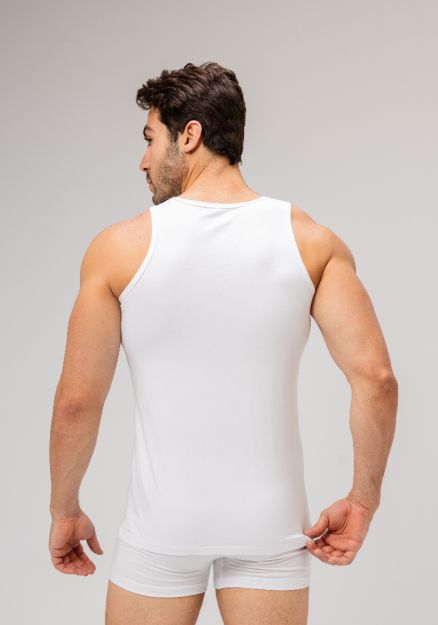 Sleeveless Undershirt, White For men-White-S