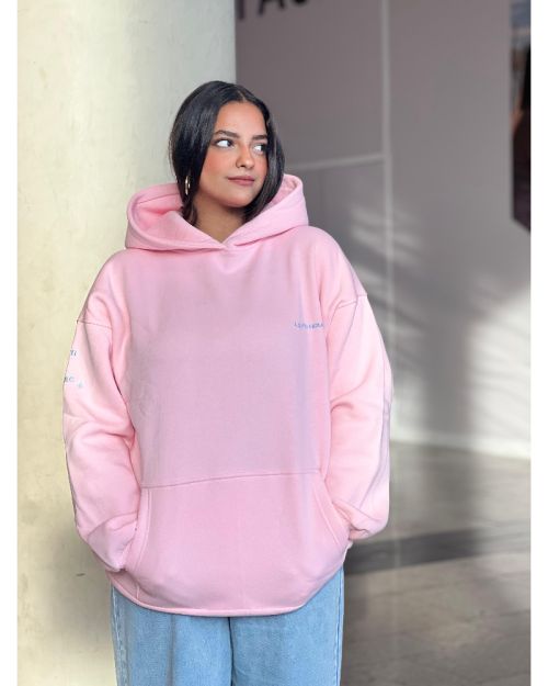 Unisex Hoodie Pink with blue logo