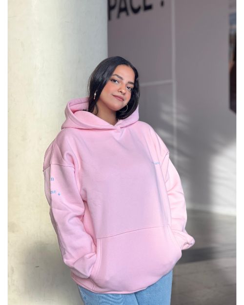 Unisex Hoodie Pink with blue logo