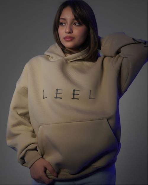 Leel Oversized Beige Hoodie