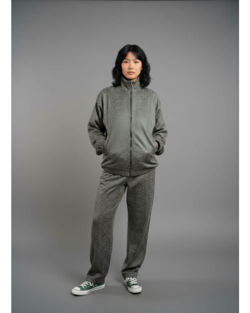 Leather-Look Bomber Jacket & Straight-Cut Pants Set