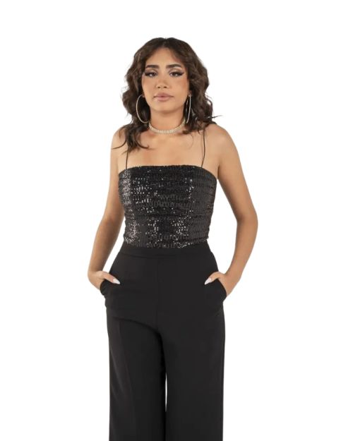 Black Sequin Jumpsuit