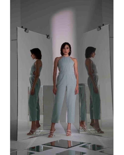  FARRAH CUTOUT   JUMPSUIT-Teal-M