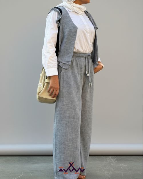 Nyllya wide leg pants-Gray-S/M