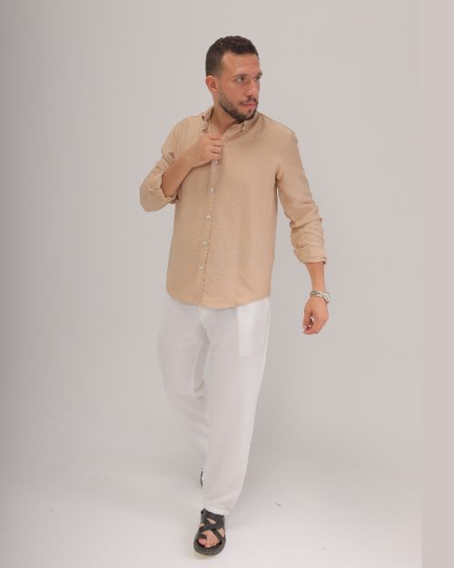 Linen Shirt -Beige-M