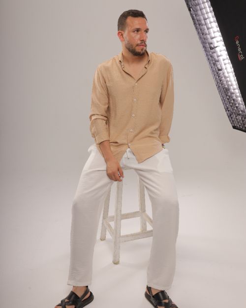 Linen Shirt -Beige-M