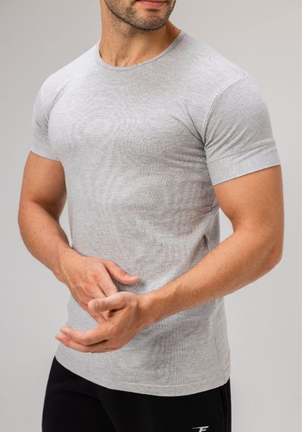 Half Sleeve Undershirt, Grey For men-Gray-S