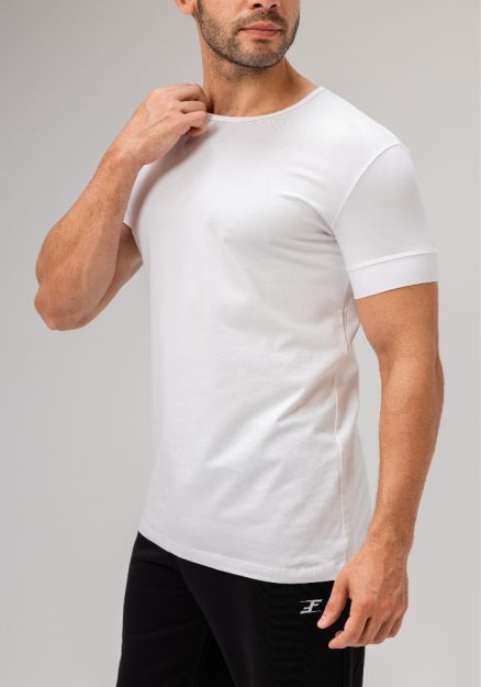 Half Sleeve Undershirt, White For men-White-S