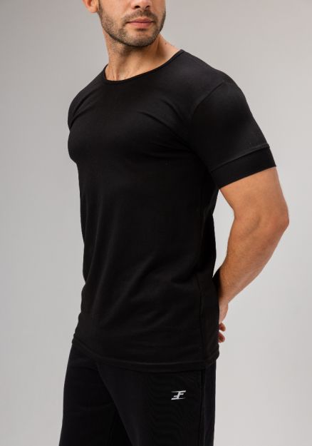 Half Sleeve Undershirt, Black For men-Black-S
