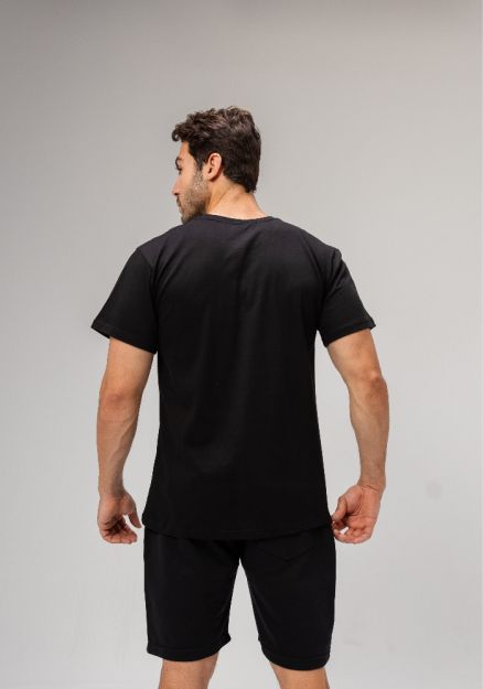 Half Sleeve Undershirt, Black For men Cotton 100%-Black-M