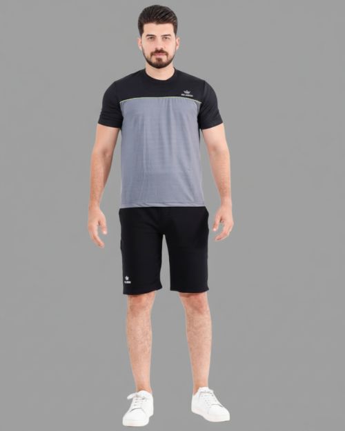 Men's Color Block T-Shirt - Two-Tone Design Short Sleeve