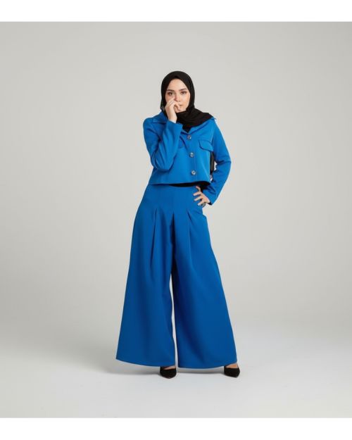 Royal Blue Cropped Blazer-Royal Blue-S