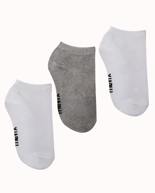 Pack of 3 pairs of Short Socks( White/Grey / White)