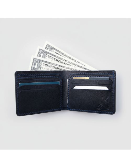 Genuine Leather Wallet -Navy Blue