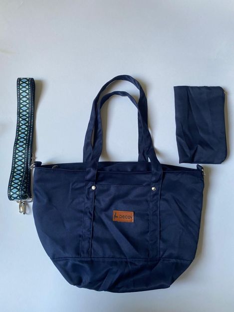 Decov Handbag Multicolor with Plain Strap-Navy