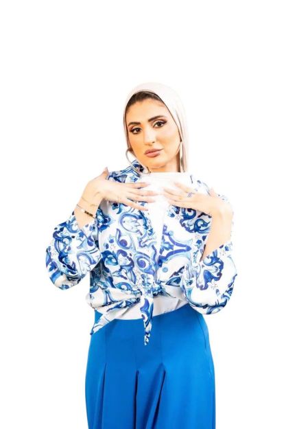 Floral Blue Blouse-Royal Blue-S