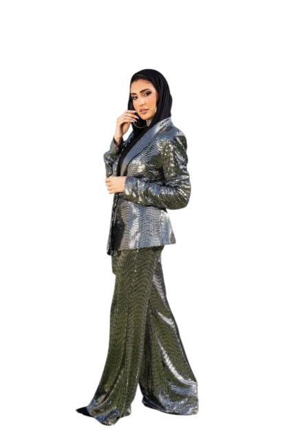 Shiny Tinsel Pants-Silver-S