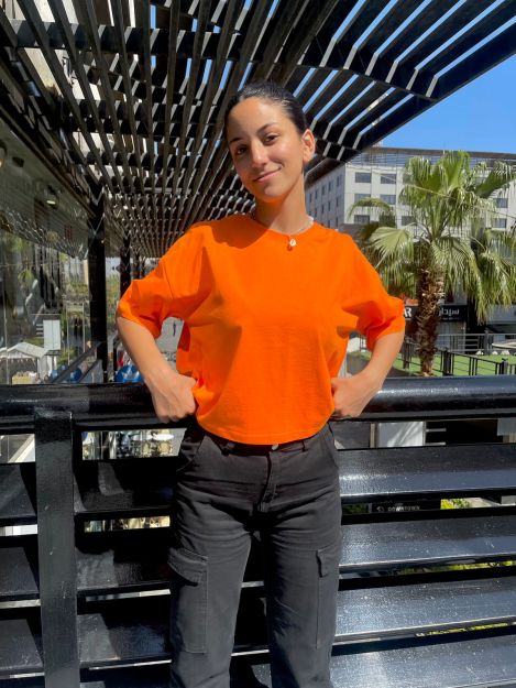 Premium crop top cotton shirt  -baby blue-One Size