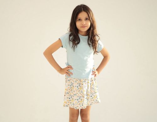 Sleeves Top-Blue-6 yrs