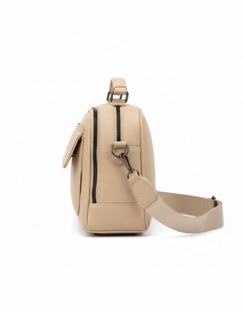 Top Handle Crossbody Satchel-Beige