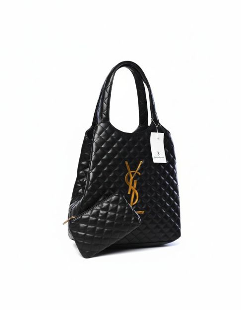 YSL Quilted Shoulder Bag-Black