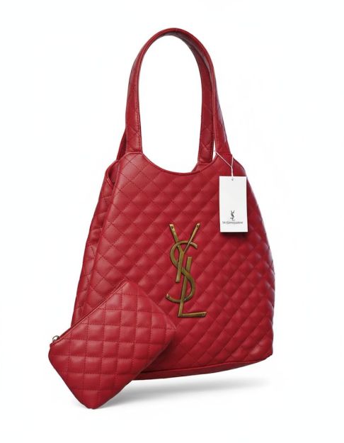 YSL Quilted Shoulder Bag-Dark red