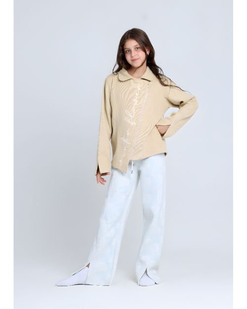 winter flower High Collar Printed Set