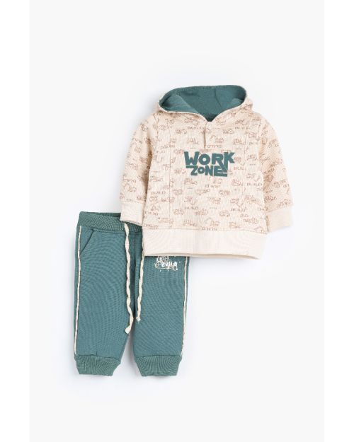 Work zone Hooded Printed Set-0-3 mth