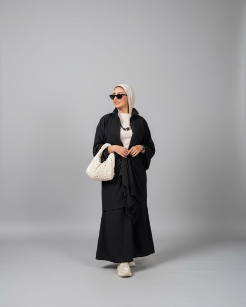 Worood Shirt Dress-Black