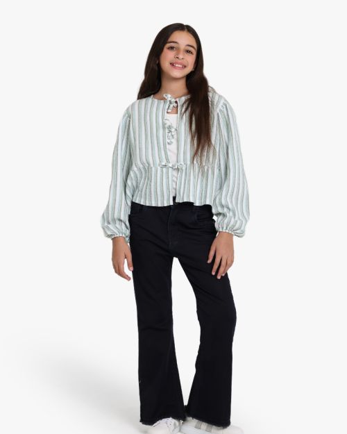 Girls Cotton Tie Front Blouse – Relaxed Everyday Style