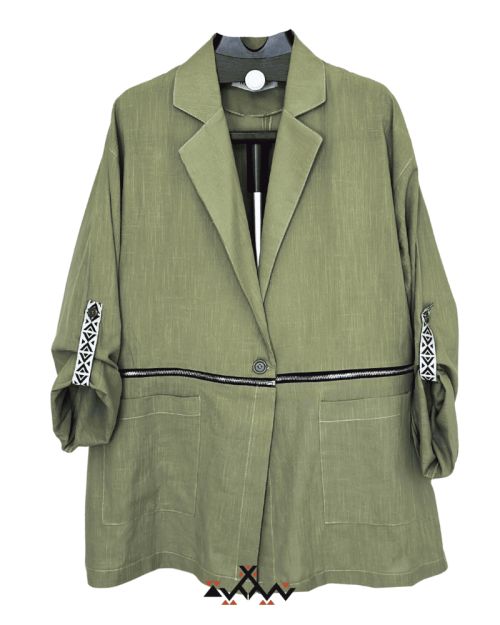 Nyllya zipper blazer -Sage-2Xl/3Xl