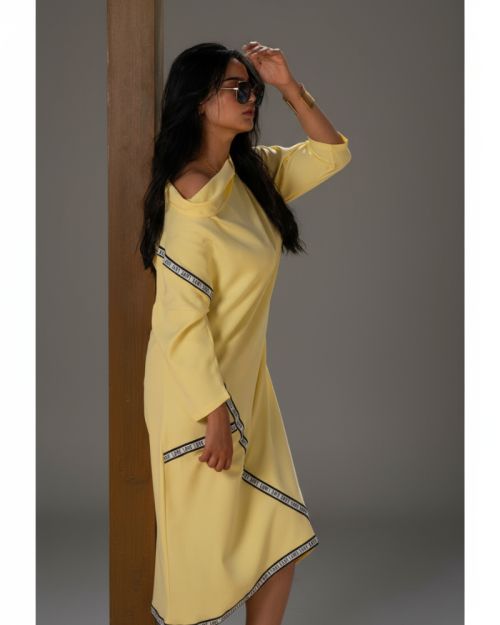 Aria slit Dress-Yellow