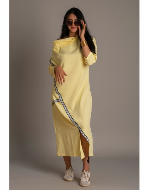 Aria slit Dress-Yellow