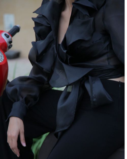 BLACK ORGANZA BLOUSE