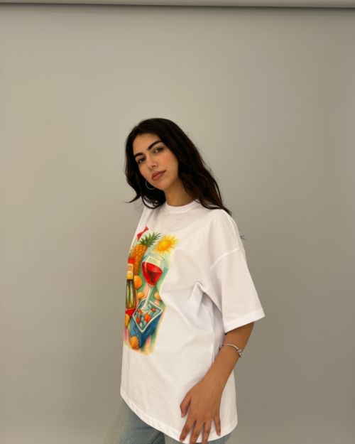Sardines Oversized T-shirt-White-S
