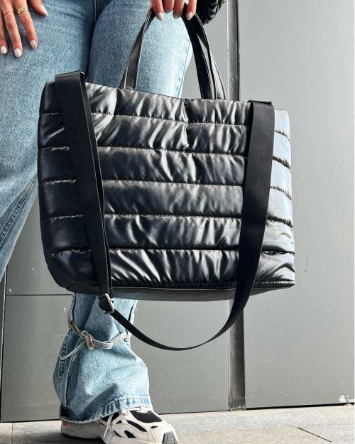 puffer handbag black