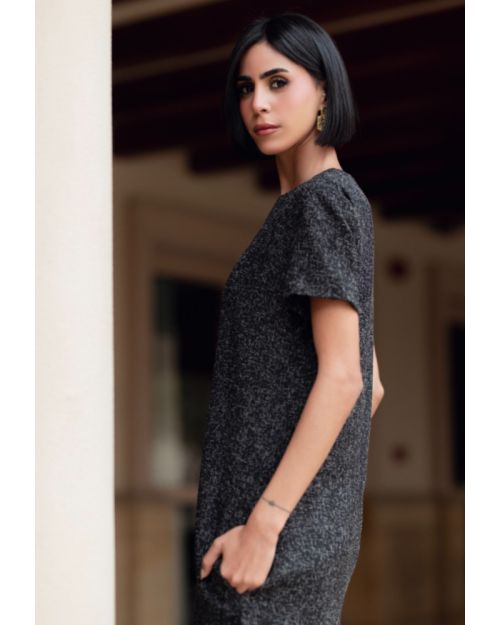 MINI BLACK TWEED DRESS