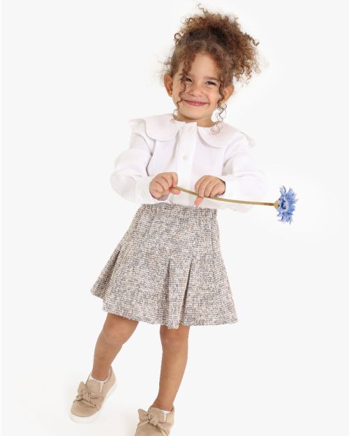 Kids Pleated Cotton Skirt