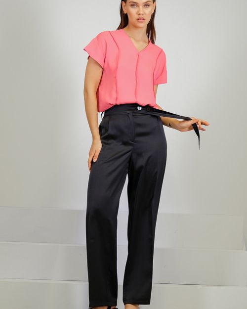 Black silk stain pants 