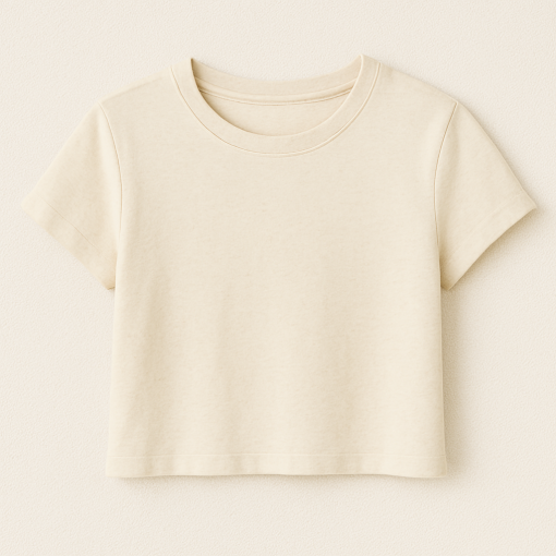Basic Crop Top-Beige-S