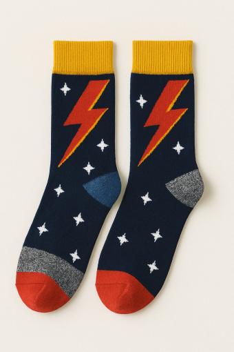 Lightning Socks-Gray-One Size