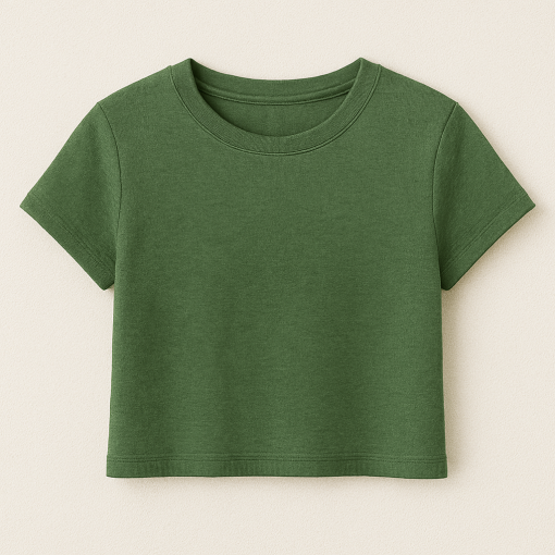 Basic Crop Top-Green-S