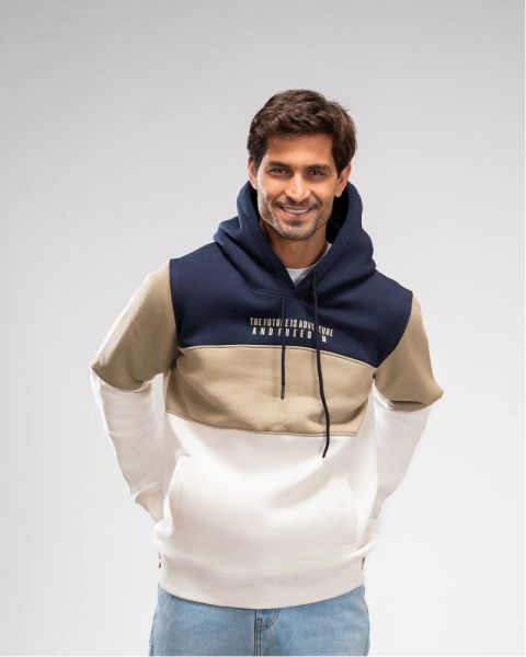 Colorblock Hoodie - Navy Blue X Khaki