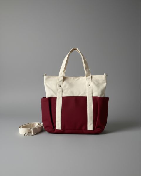 Canvas Tote Bag, Two-Tone Colored and Detachable Strap