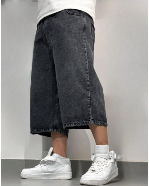 Washed Black Oversized Baggy Denim Shorts