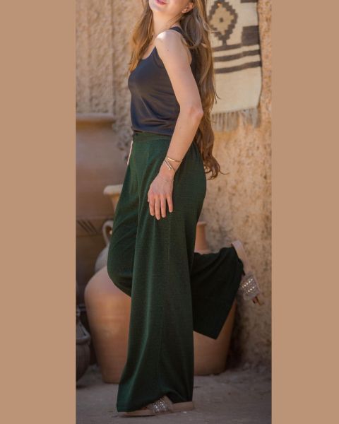 Wide-Leg Textured Pants