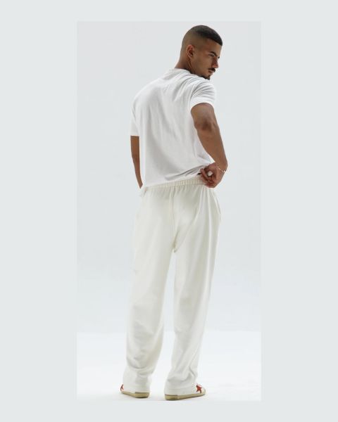 Men’s White Jogger Pants with Minimal Logo