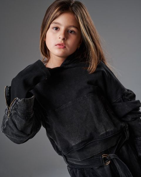 Girls Urban Black Hoodie Set